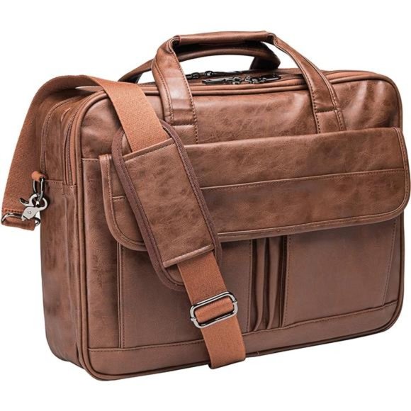 Mens Laptop Bag,15.6 Inch Leather Messenger Bag Water Resistant Business